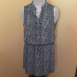 Hilary Radley Black & Ivory White Print Dress 8